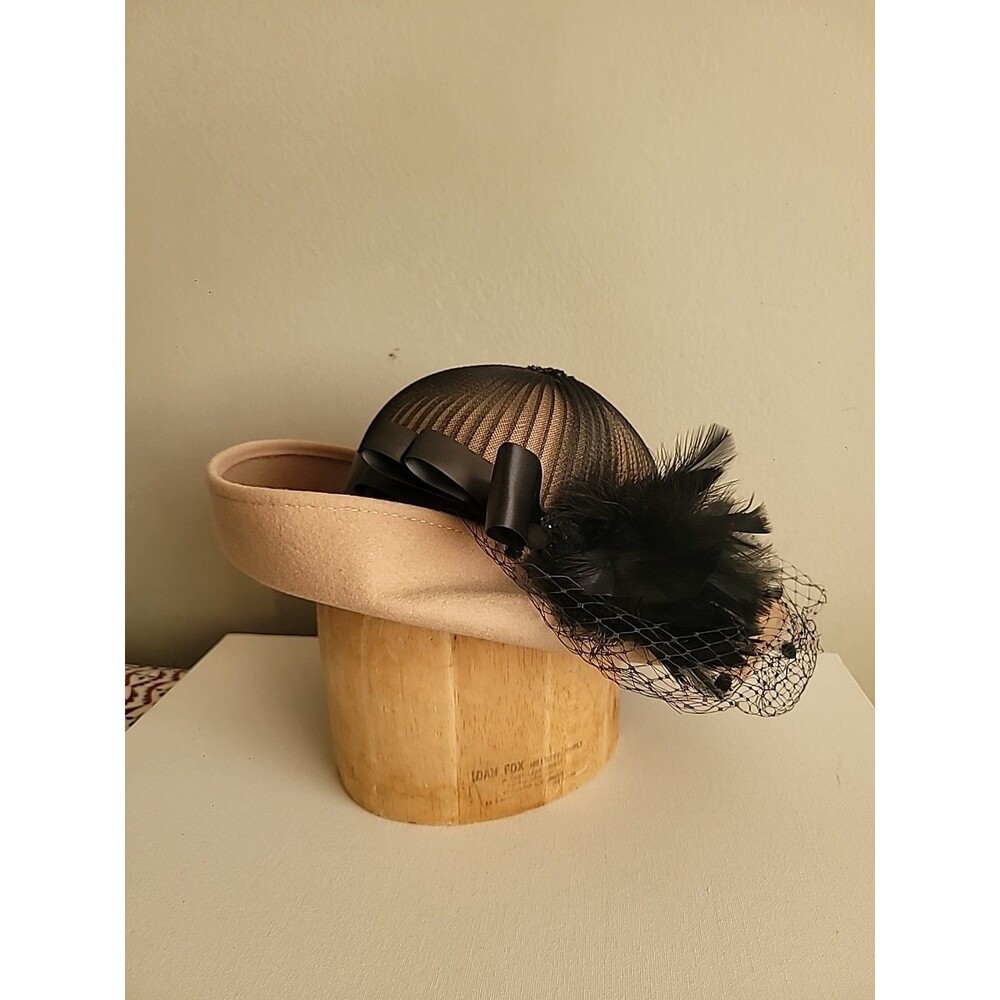 Vintage David M Tan Wool Hat Costume Cosplay Preppy